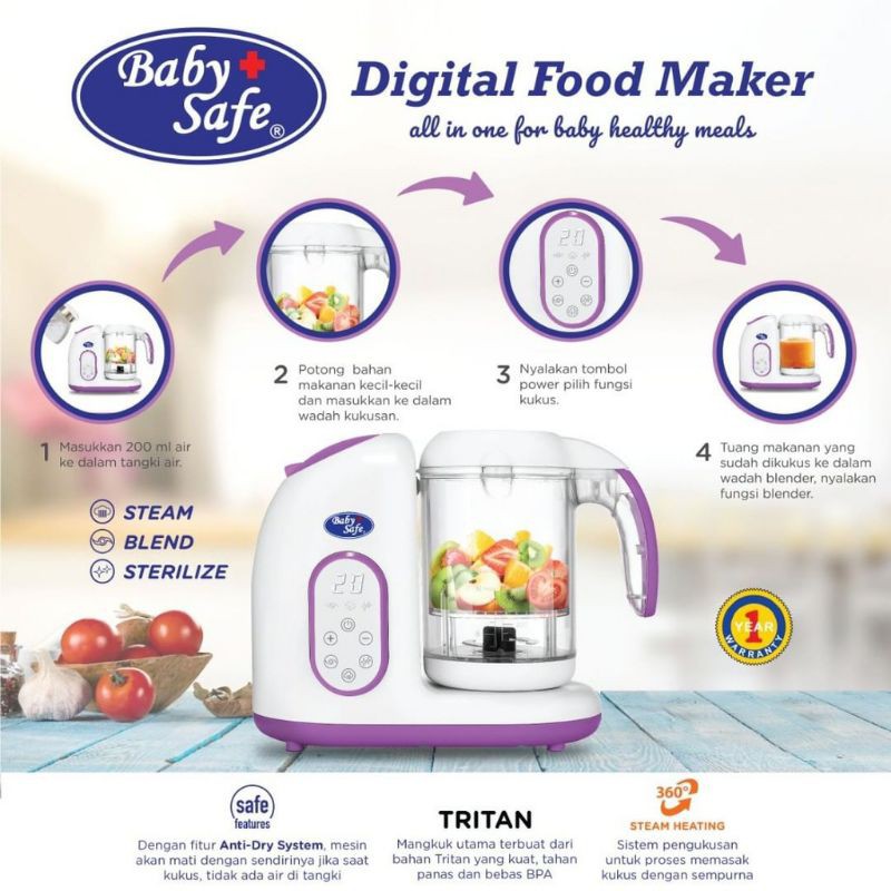 Jual DIGITAL FOOD MAKER BABY SAFE (LB02P/LB02B/LB003) Shopee Indonesia