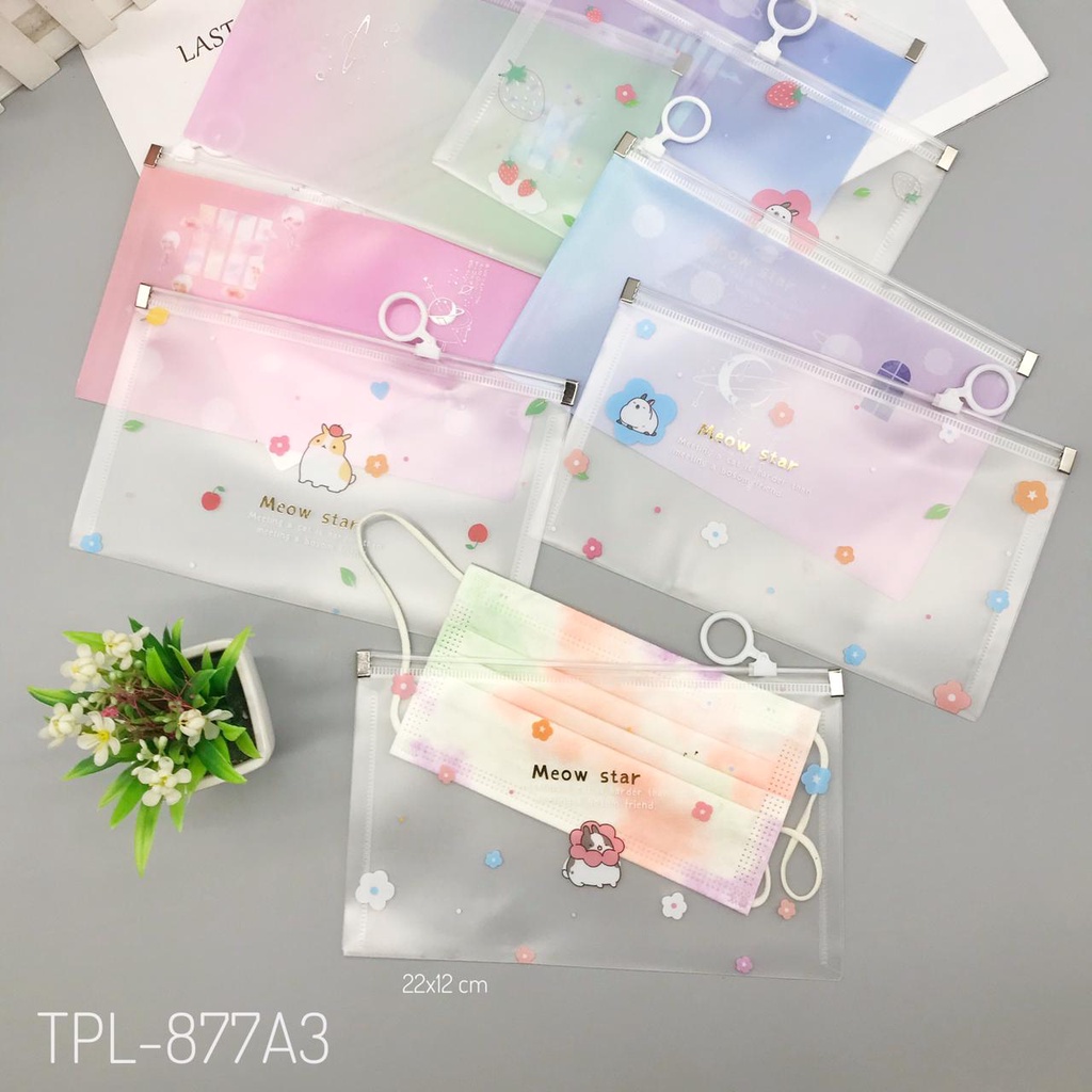 Jual pouch Zipper masker mika tempat masker storage mask large