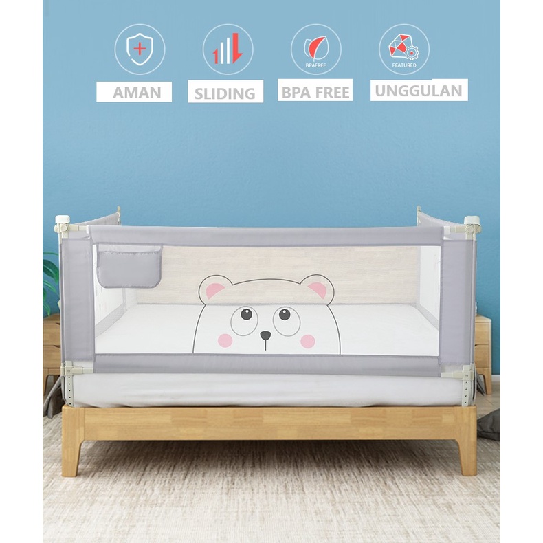 Jual Bedrail Bed Guard Rail Pagar Bayi Anak Pengaman Kasur Tempat Tidur