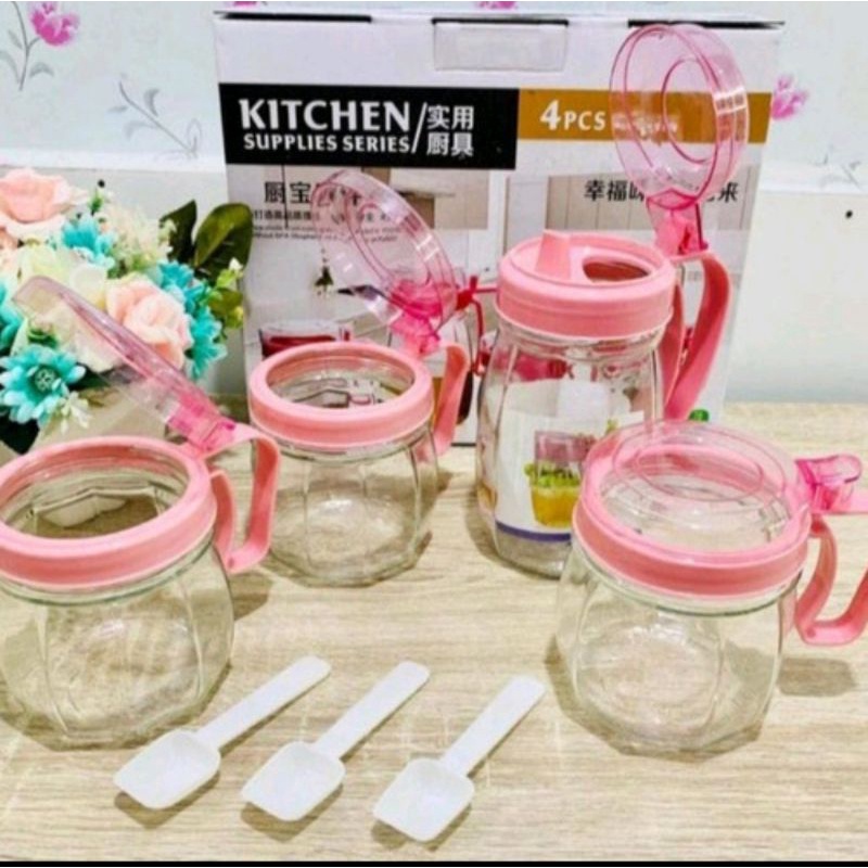 Jual KITCHEN JAR SET ISI 4 / TEMPAT MINYAK DAN BUMBU Shopee Indonesia