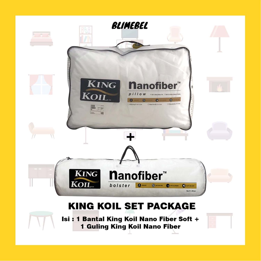 Jual [PAKET PREMIUM] Bantal KIng Koil Nanofiber Soft & Guling King Koil Nano Fiber Shopee
