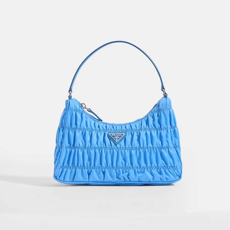 Jual Prada Ruched Hobo Bag in Blue Nylon ORIGINAL Shopee Indonesia