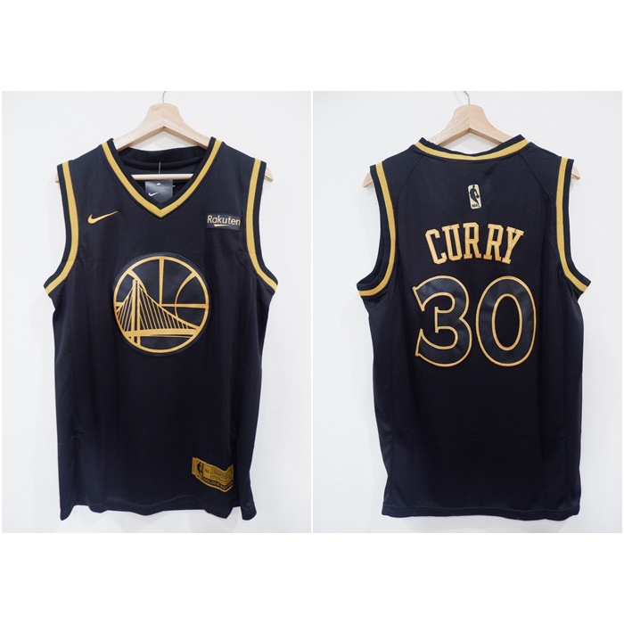 Jual JERSEY BASKET NBA BLACK GOLD EDITION GSW 30 CURRY RAKUTEN(03)