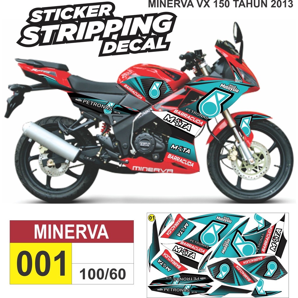 Jual Stiker Striping Minerva VX 150 Semifullbody Variasi Petronas Decal