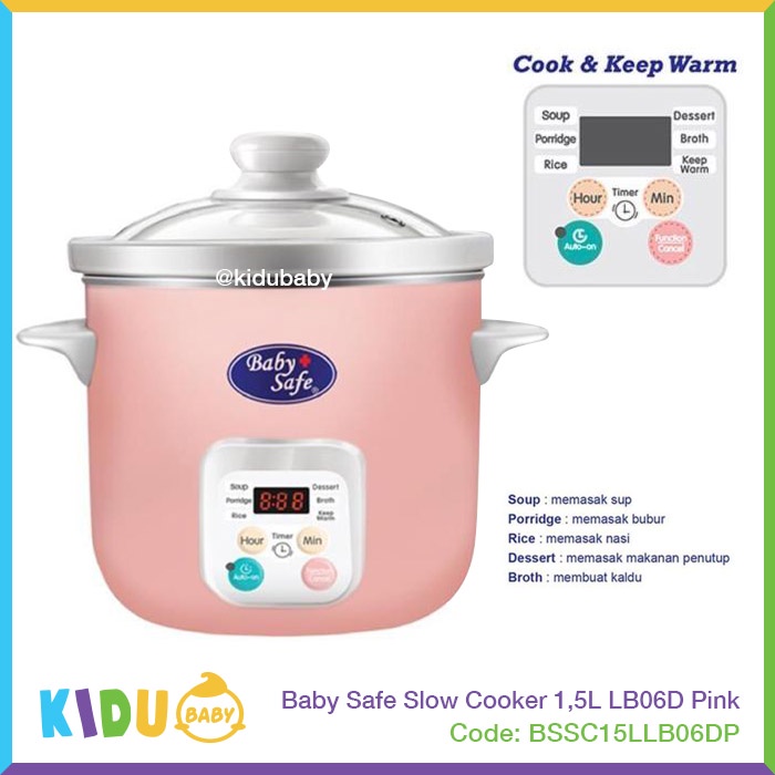 Jual Baby Safe Slow Cooker 1,5L LB06D Pink Kidu Baby Shopee Indonesia