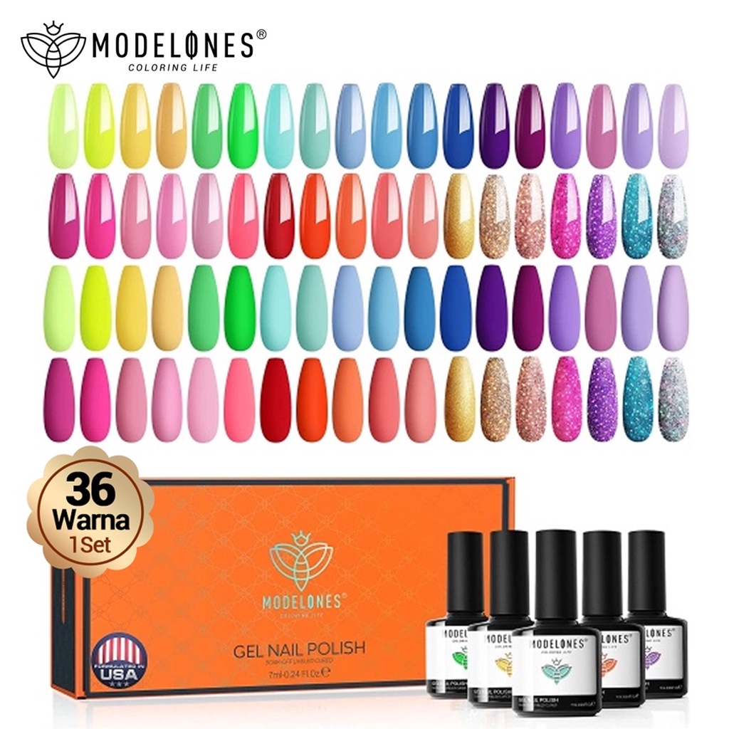 Jual Modelones Gel Nail Polish Set 36 Warna 1Set 7ml Summer Bright