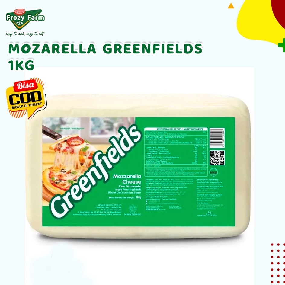Jual Greenfields Mozzarella Cheese / keju mozzarella 1 kg / keju