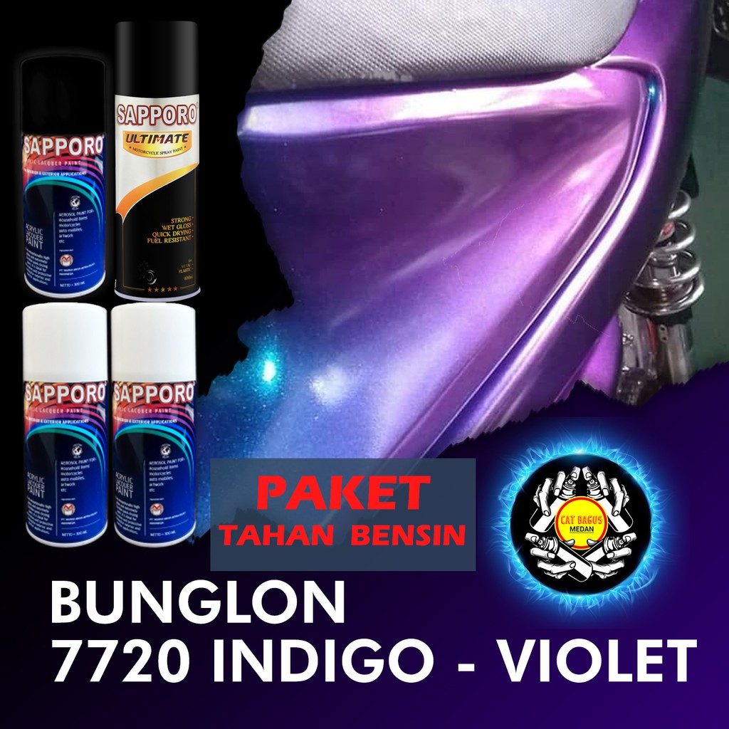 Jual PAKET SAPPORO BUNGLON 7720 INDIGO VIOLET 300ML CAT SEMPROT 3D