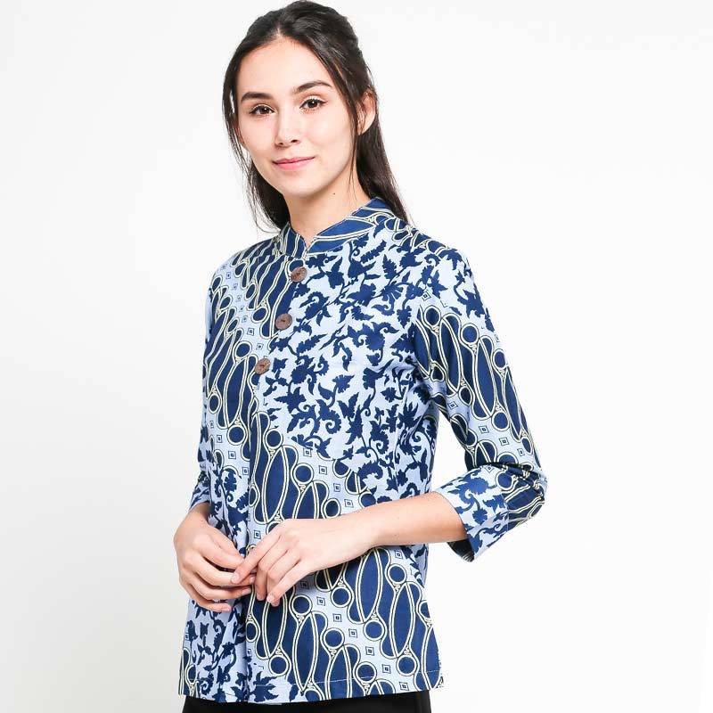 Jual Arjuna Weda Blouse Wanita Batik Lereng Seling Biru Shopee