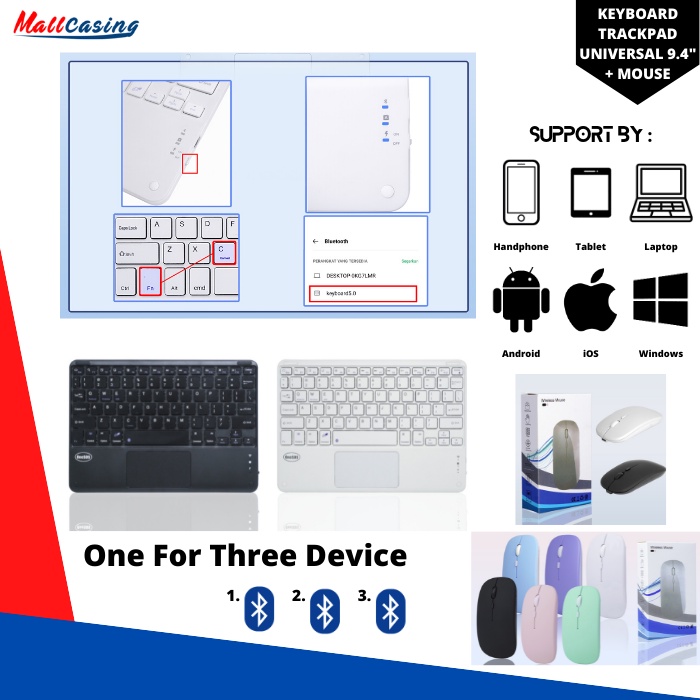 Jual PAKET SUPER LENGKAP Keyboard Wireless Bluetooth Touchpad