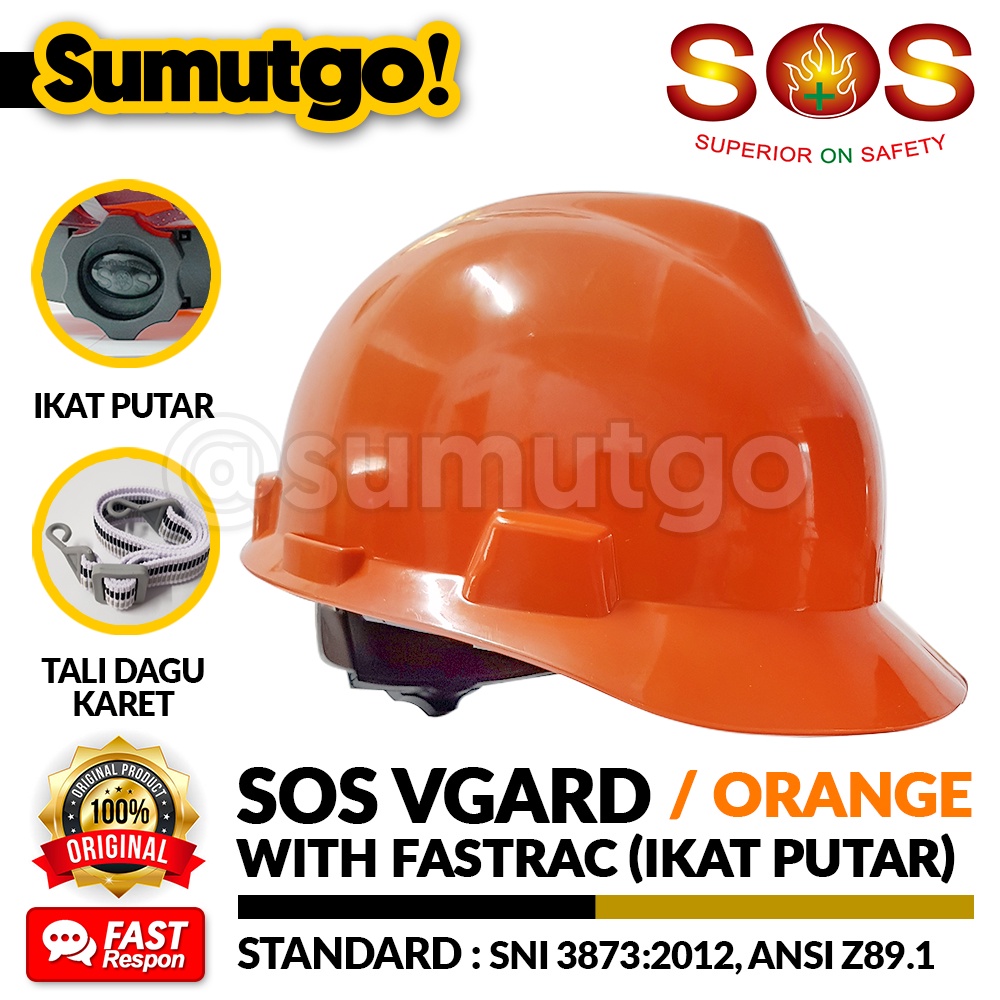 Jual Helm Safety Proyek Orange SOS VGARD Ikat Putar Fastrac + Tali