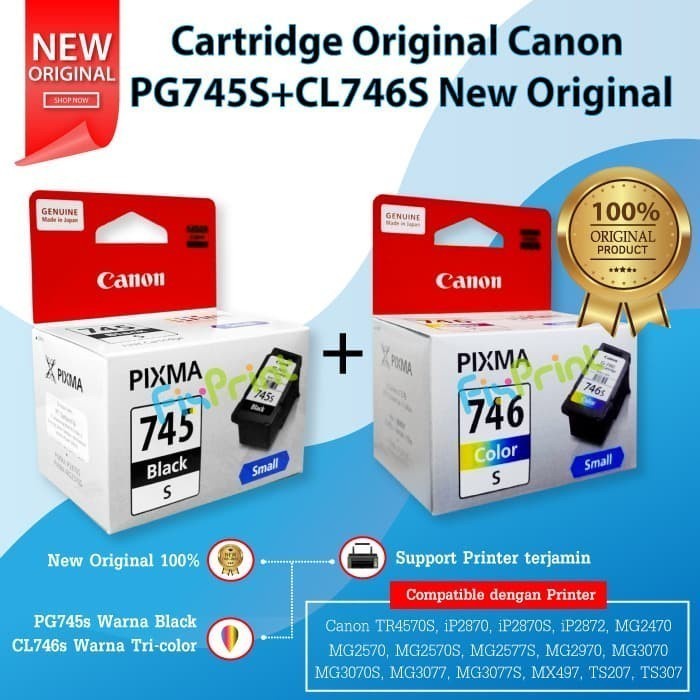 Jual PAKET 1 SET Cartridge Canon 745 & 746 Small 745s 746s Original Tinta MG2570s TR4570s TS307
