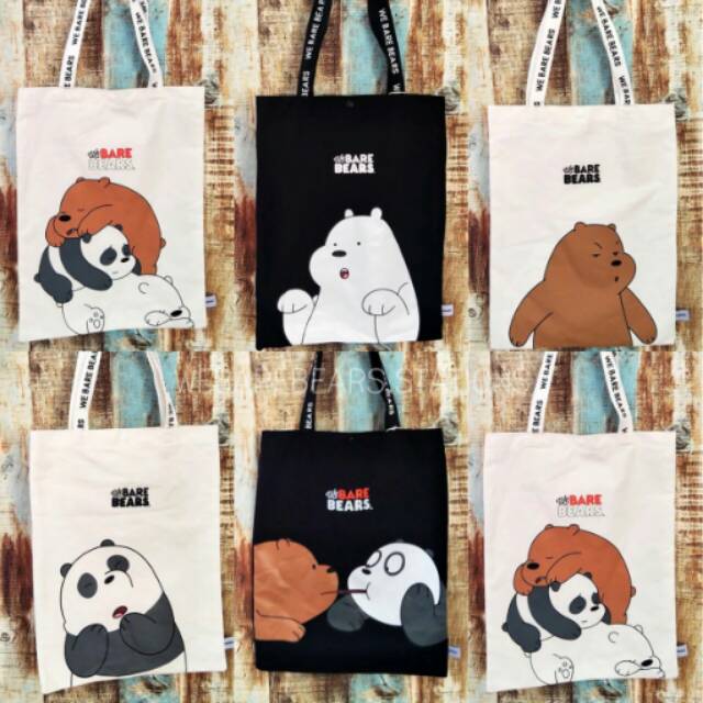 Jual READY STOCK TOTE BAG WE BARE BEARS ( MINISO ) Shopee Indonesia