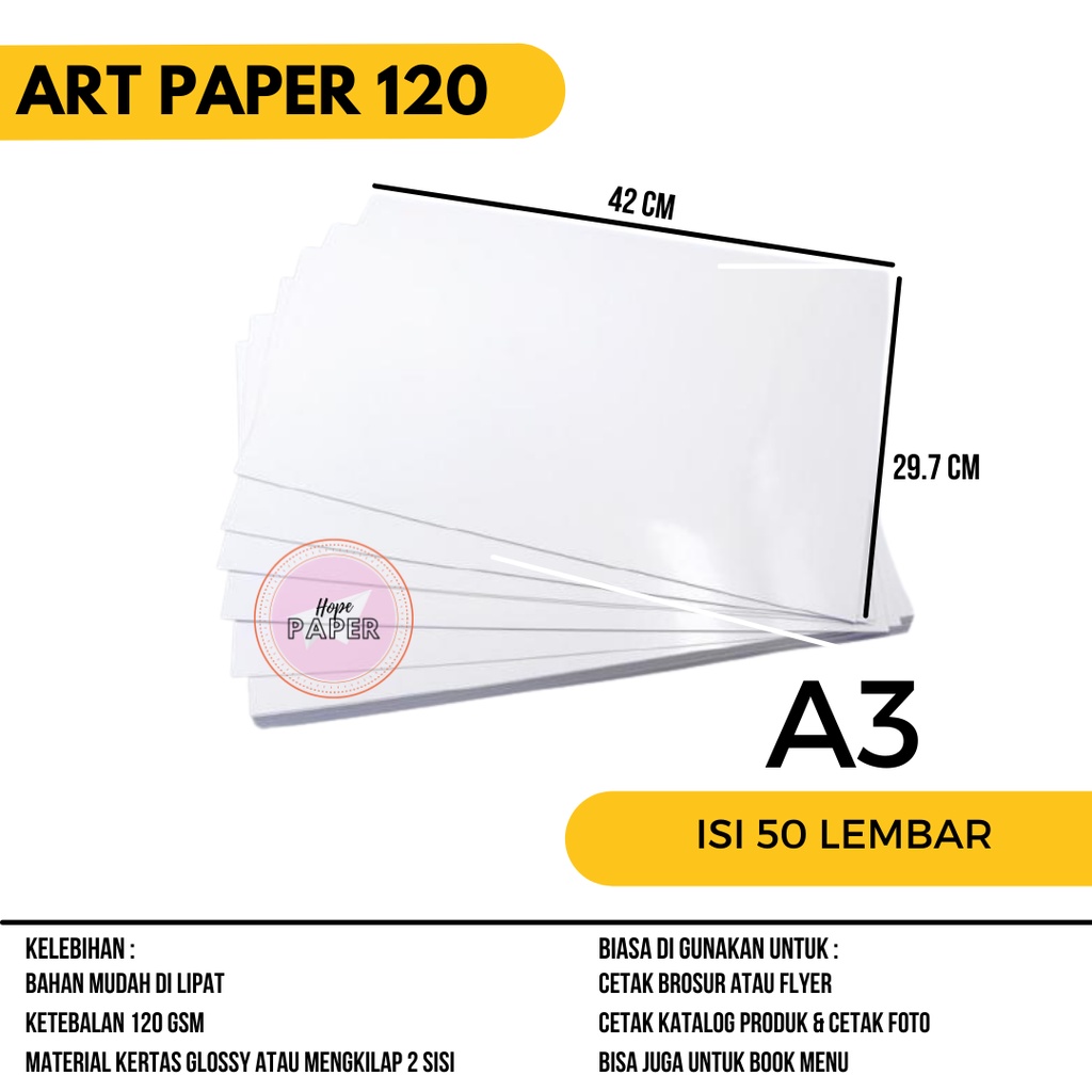 Jual Kertas Art Paper A3 120 gsm isi 50 lembar / Kertas Art Paper 120