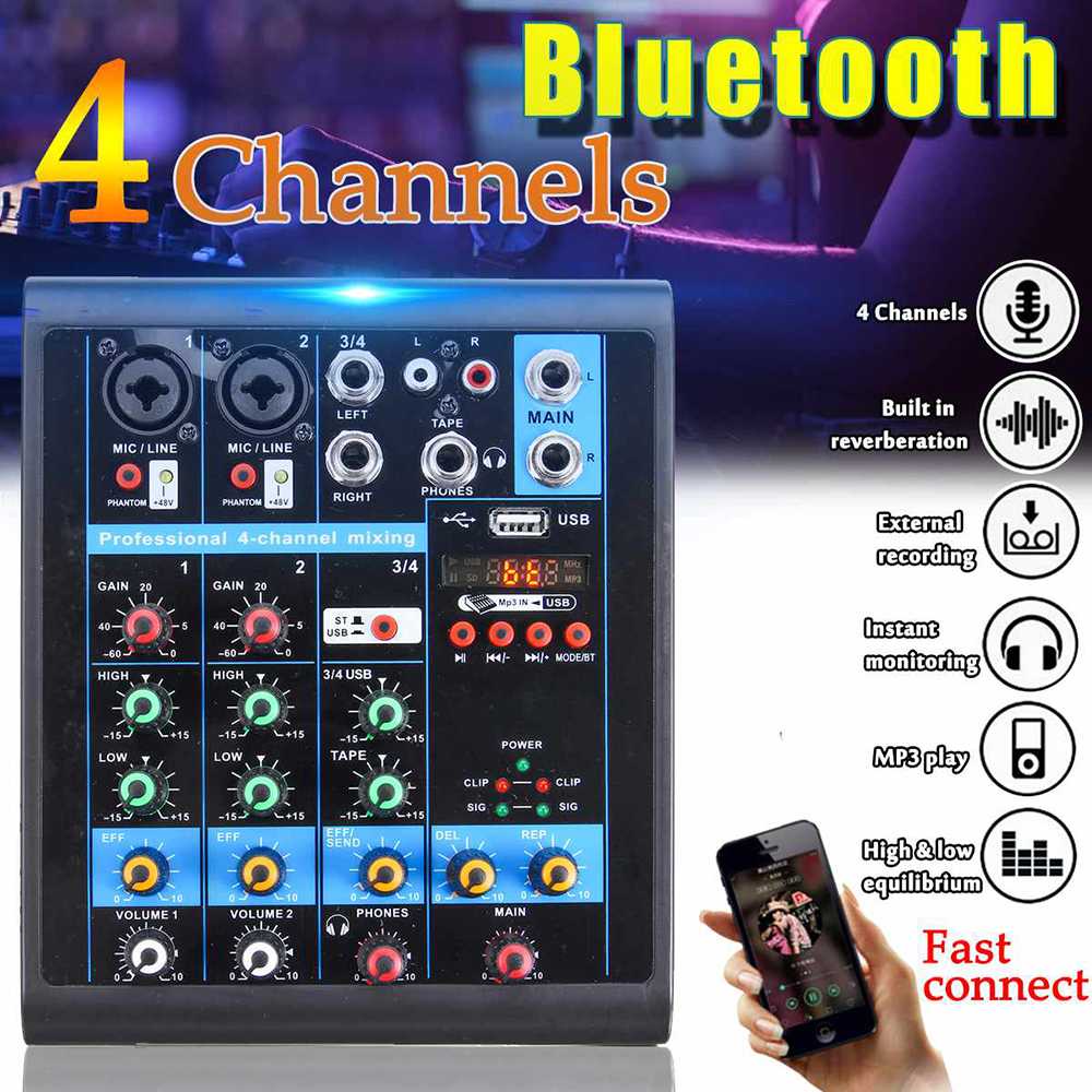 Jual USB Mini Portable Live Audio Mixer Karaoke DJ 4 Channel B23997