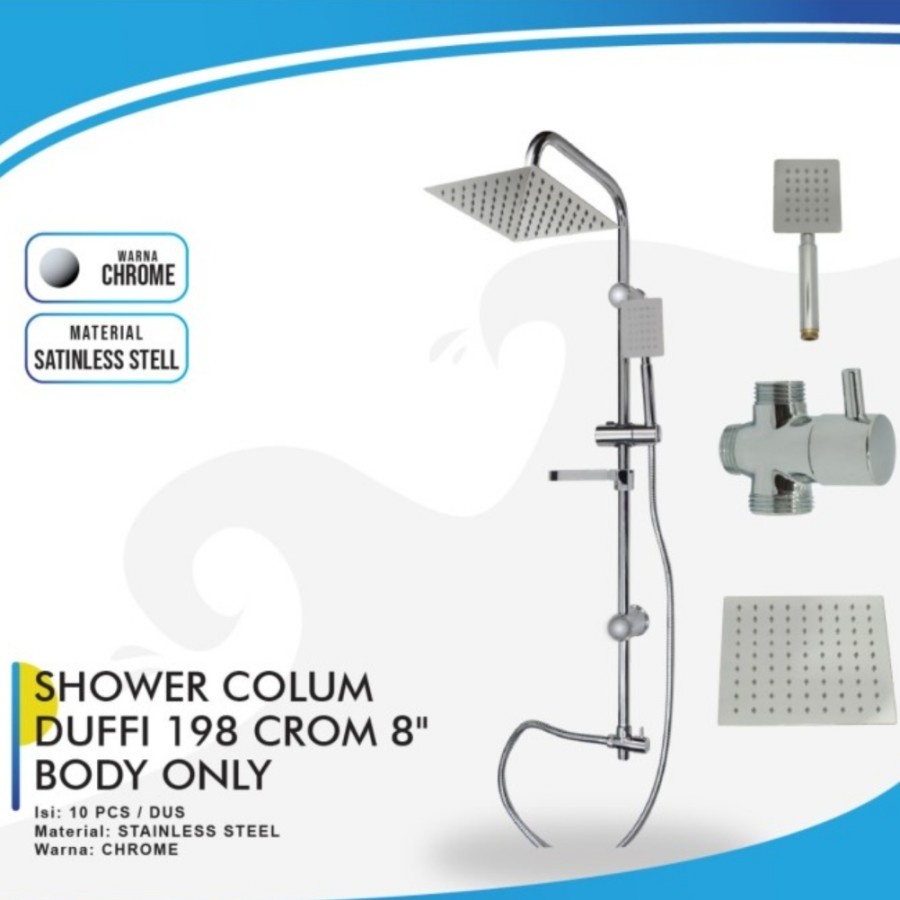 Jual Shower Tiang set Hand shower & Wall shower steinless + Kran Cabang