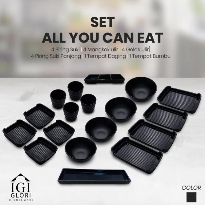 Jual GLORI MELAMINE SET ALL YOU CAN EAT PIRING SUKI GELAS MANGKOK MAKAN