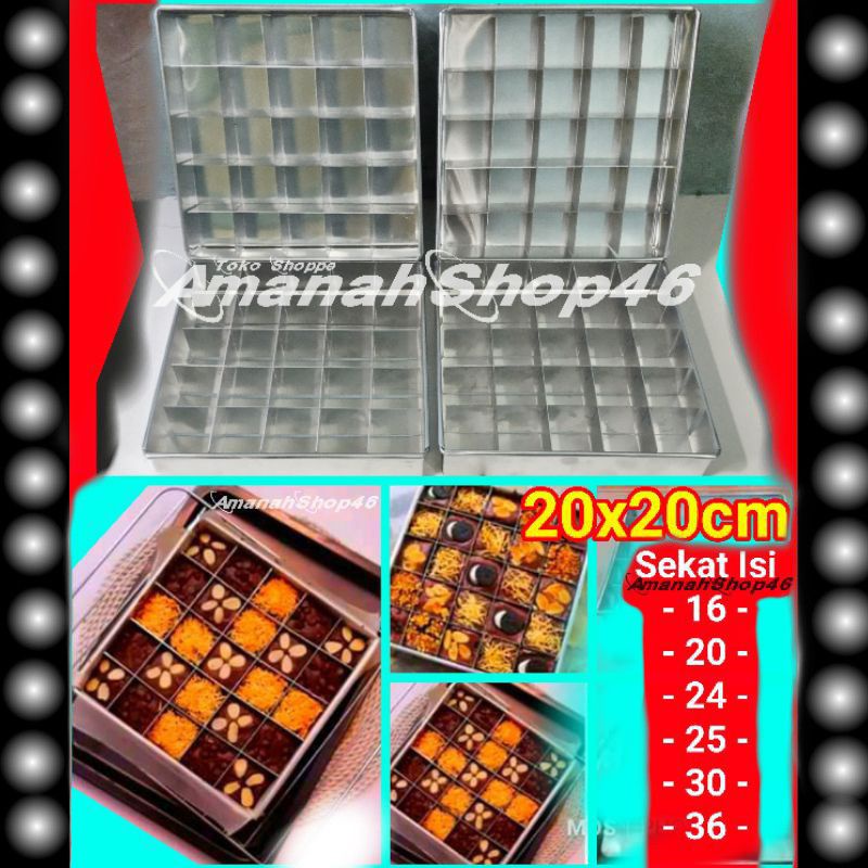 Jual Loyang Brownies Sekat 20x20 Kotak Persegi Panjang Skat Loyang