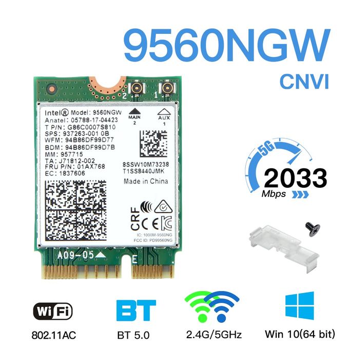 Jual Intel 9560 NGW Bluetooth 5.1 802.11AC Wifi 5 AC Card M.2 9560NGW
