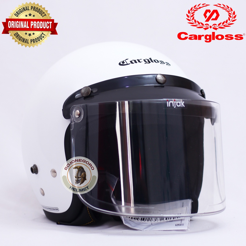 Jual Helm Cargloss Super Whity White Retro Helm Half Face Original