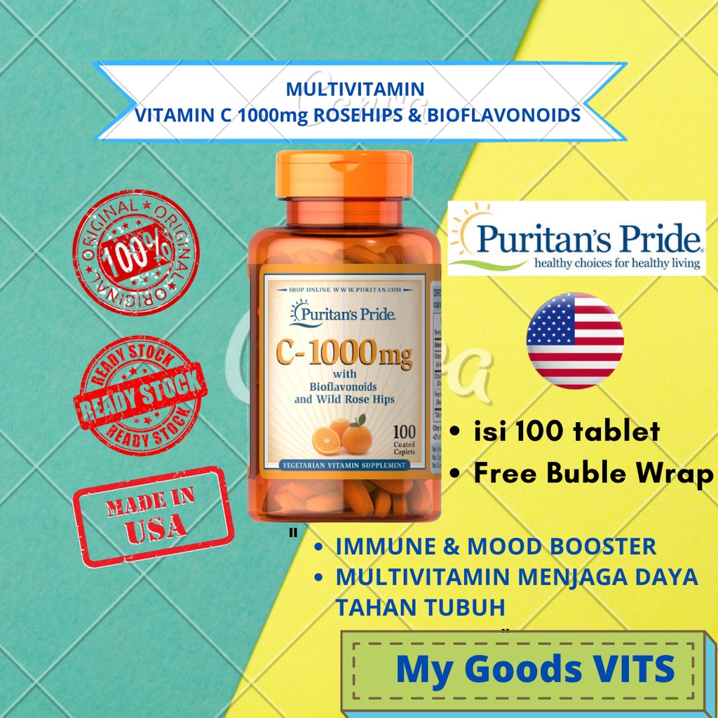 Jual Puritan Pride VITAMIN C 1000mg WITH BIOFLAVONOID & ROSE HIPS isi