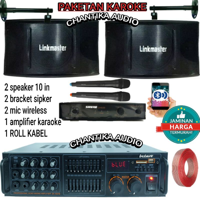 Jual PAKET SOUND SYSTEM KARAOKE SPEAKER LINKMASTER AMPLIFIER KARAOKE