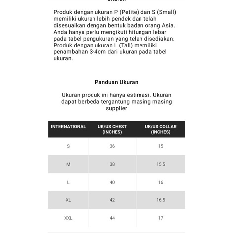 Jual Size Chart H&M | Shopee Indonesia