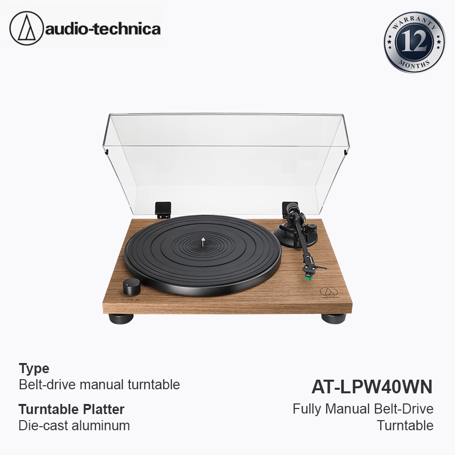Jual AudioTechnica ATLPW40WN Fully Manual BeltDrive Turntable