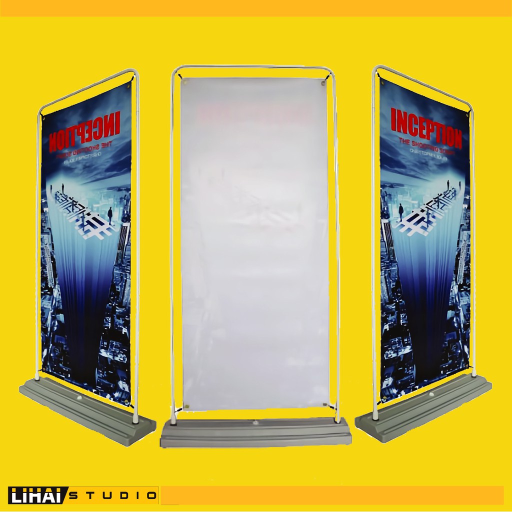 Jual Custom Design Cetak Standing Door Frame Banner Spanduk 160x60cm