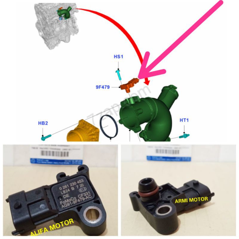 Jual Map Sensor Ford Ranger 2.2 cc & 3.2 cc Original Ford Manifold