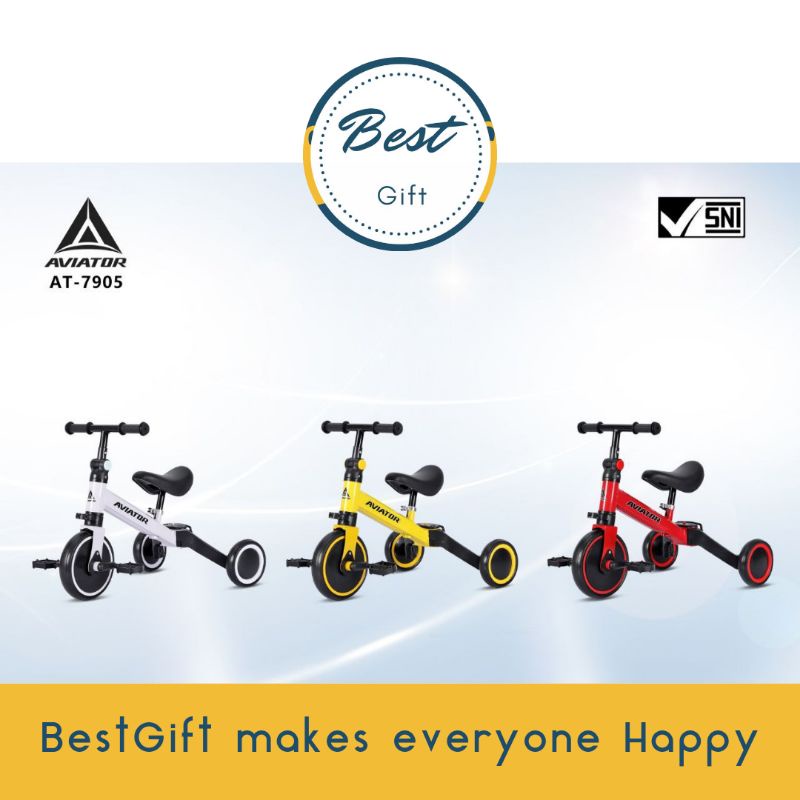 Jual BALANCE BIKE (3 IN 1) MODEL AT7905 AVIATOR (stang bisa lipat