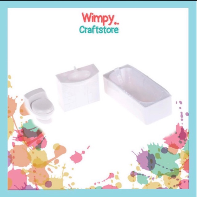 Jual MINIATURE BATHROOM SET 125 bahan maket arsitek interior bahan