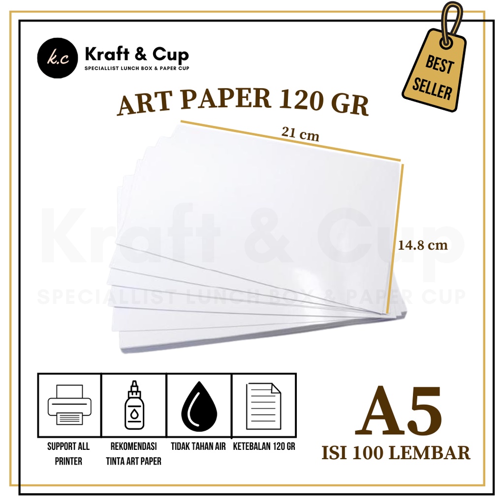Jual Kertas Art Paper A5 isi 100 lembar / Kertas Brosur A5 Shopee