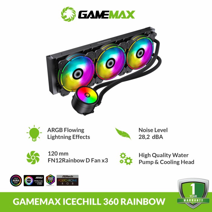 Jual GAMEMAX ICE CHILL 360 RAINBOW ARGB AIO LIQUID COOLER Shopee