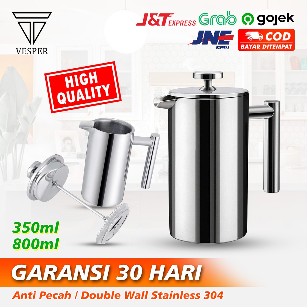 Jual French press coffee stainless plunger / coffee tea maker