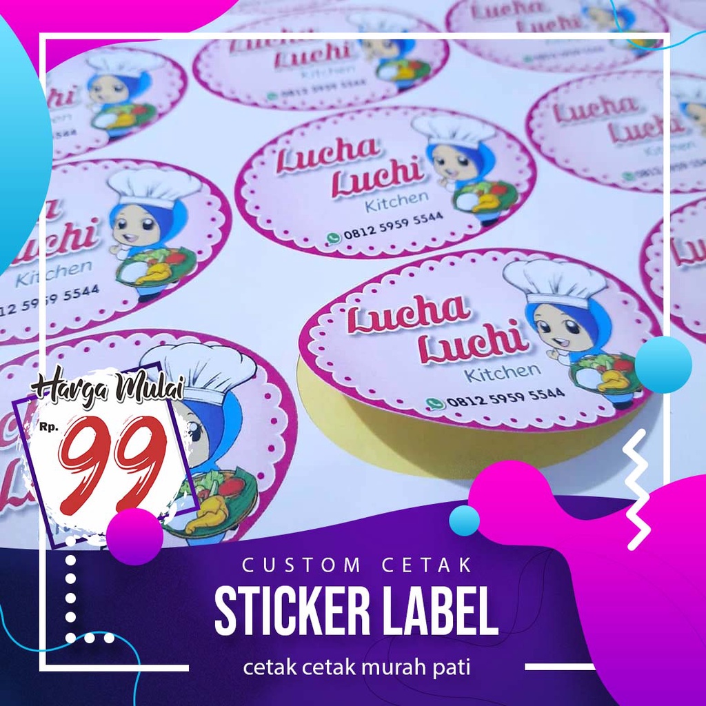 Jual Stiker Label Custom Tahan Air Anti Luntur Bahan Kromo/Bontax