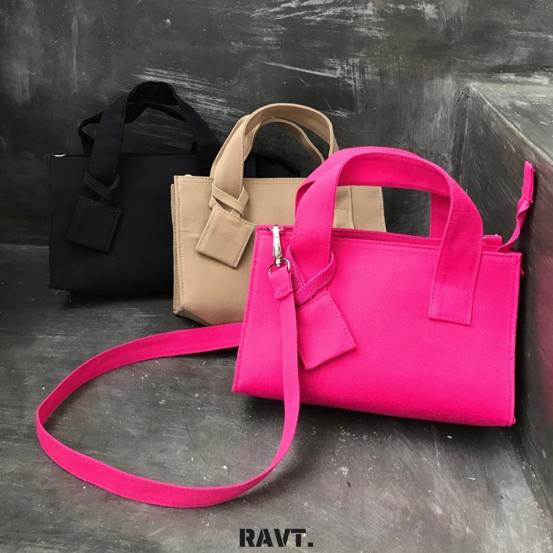 Jual CANVAS BAG CANVAS SLING BAG TAS SELEMPANG KANVAS TAS PINK