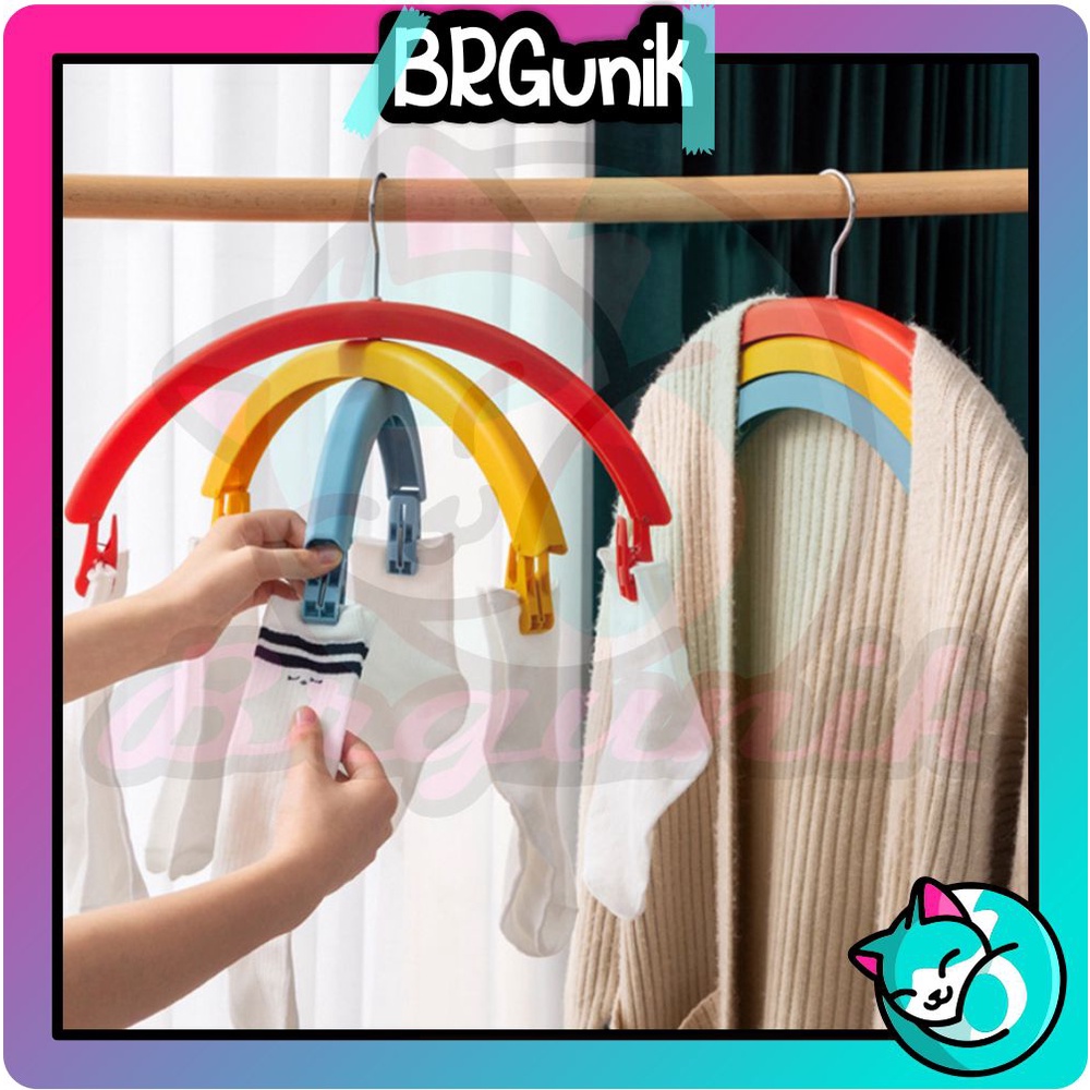 Jual BRGUNIK Hanger Baju Pelangi Serbaguna Gantungan Pelangi Jepitan Praktis Gantungan Baju