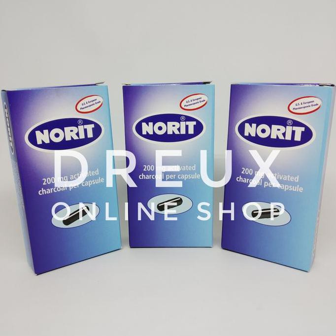 Jual IMPORT NORIT 200mg Activated Charcoal / Capsule (30 Capsules / Box
