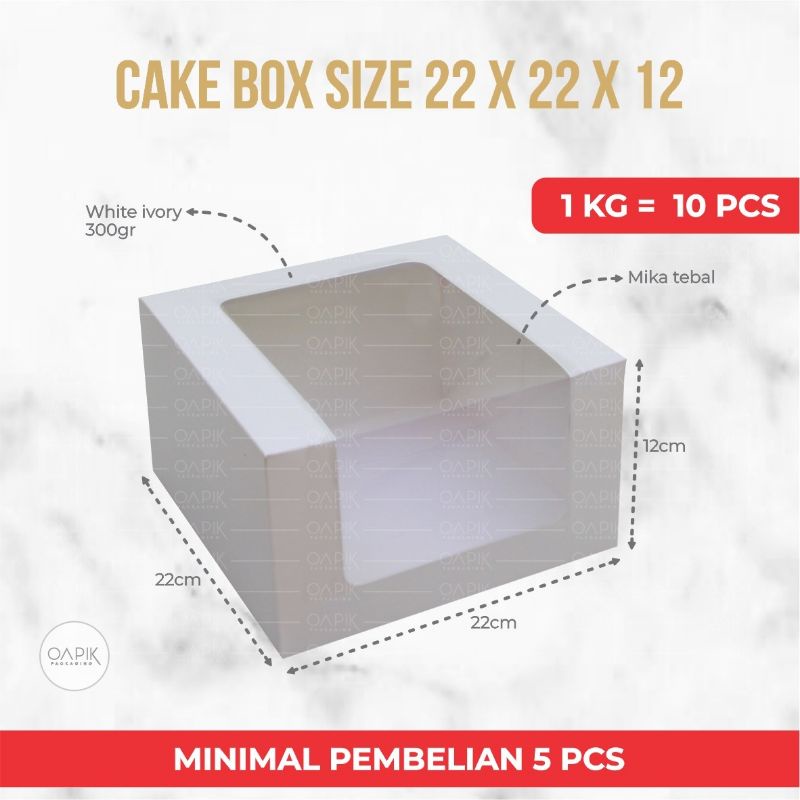 Jual Cake Box 22x22x12, Kemasan Kue, Kemasan Roti, Packaging Kue