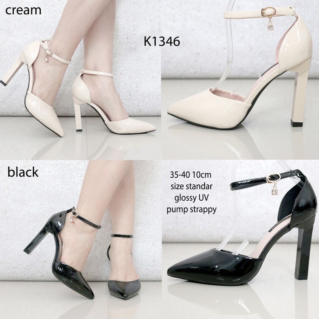 Jual Sepatu Chunky Pump Heels Wanita Gliter 10CM Import Heels fashion