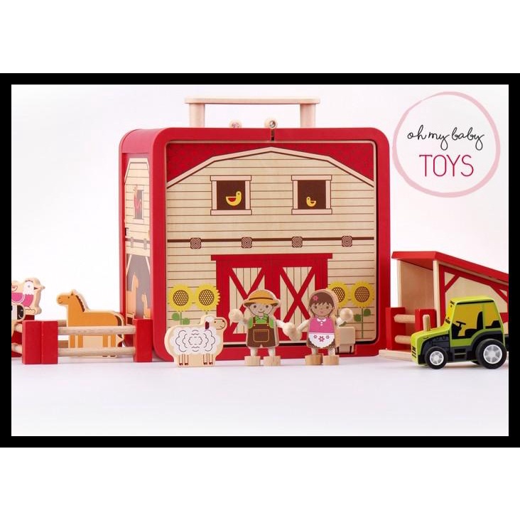 Jual Wooden Toys Farm House Box Set Barn Mainan Kayu Box Set Shopee