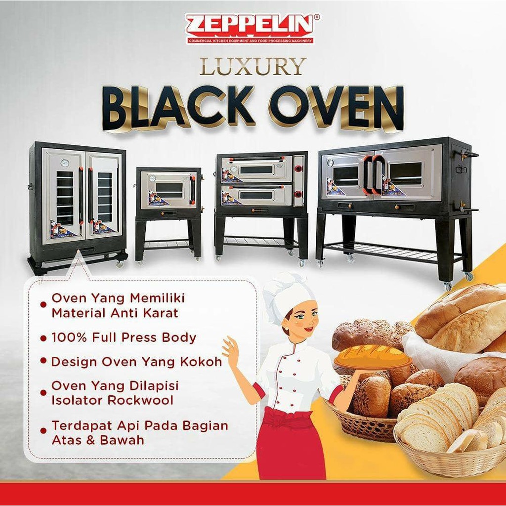 Jual BLACK GAS OVEN ZEPPELIN 75cm ( BLACK OVEN GAS ZEPPELIN) Shopee