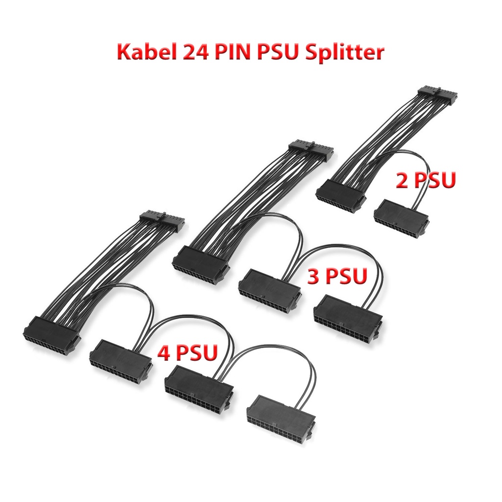 Jual Kabel 24 Pin Split Dual PSU Power Supply Extension Cable 24Pin 20+4pin Shopee Indonesia