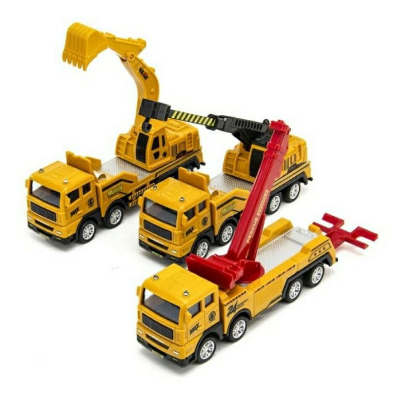 Jual Diecast Truk Crane Derek Excavator Kontruksi Mainan Edukasi Anak