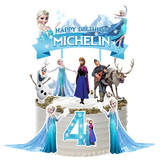 Jual Frozen Double Elsa Topper Cake Birthday / Hiasan Kue Ulang Tahun