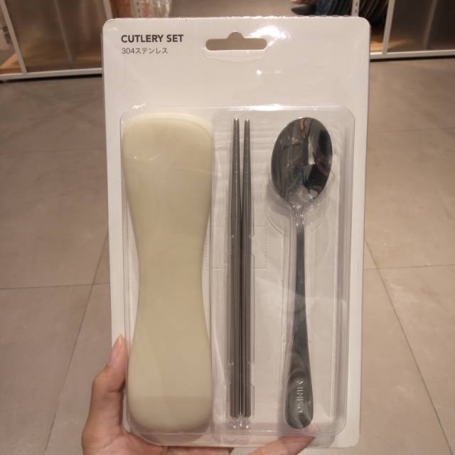 Jual Cutlery set miniso spoon + chopstick Shopee Indonesia