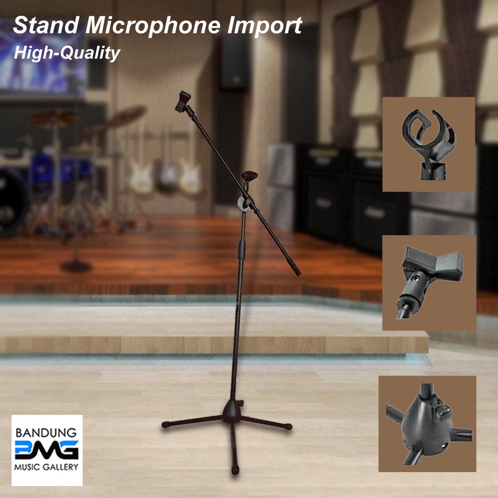 Jual Stand Microphone Import Double Mic Holder / Stand Mikropon / Stand
