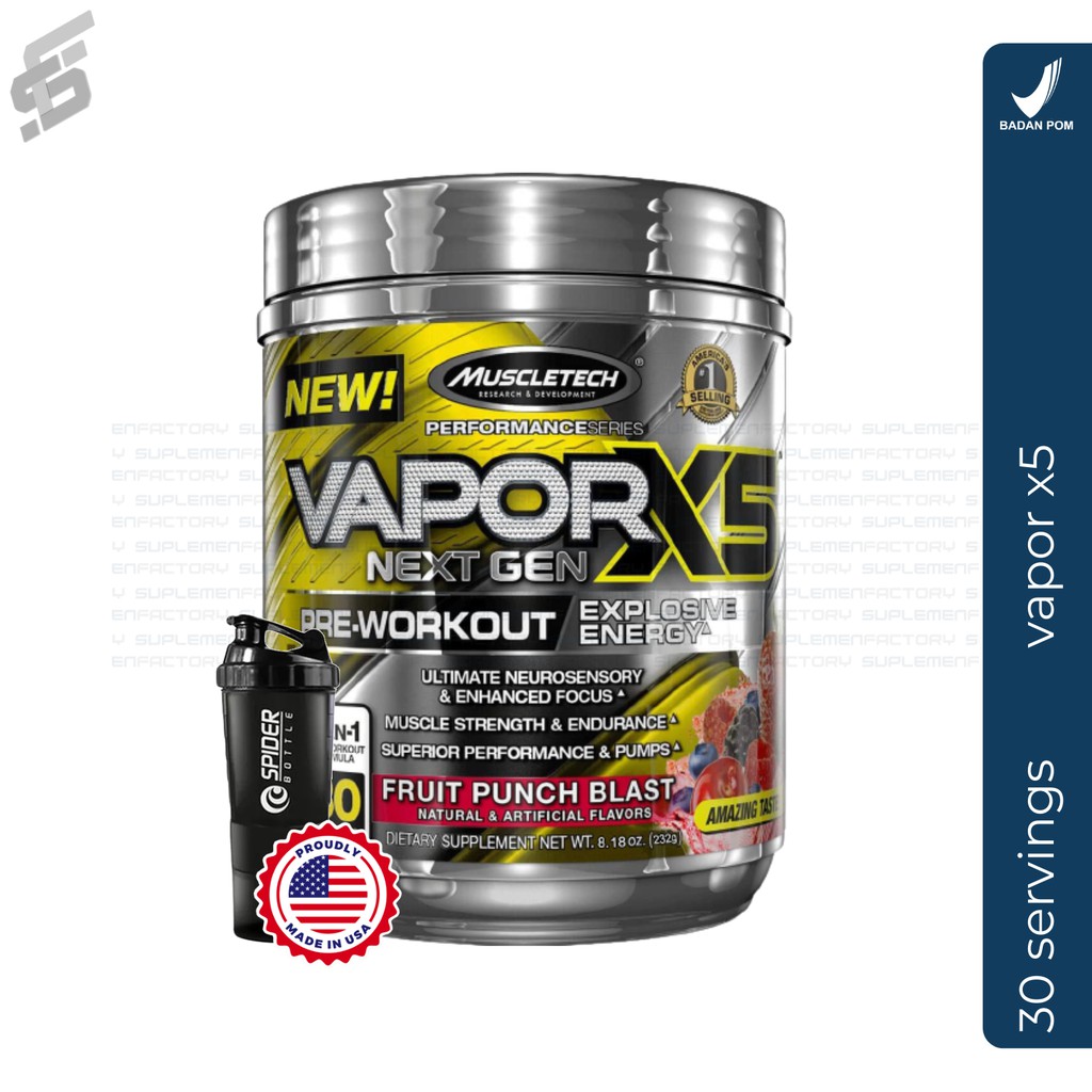 Jual Muscletech Vapor X5 Nextgen 30 Servings Vaporx5 Next Gen Pre Workout Shopee Indonesia