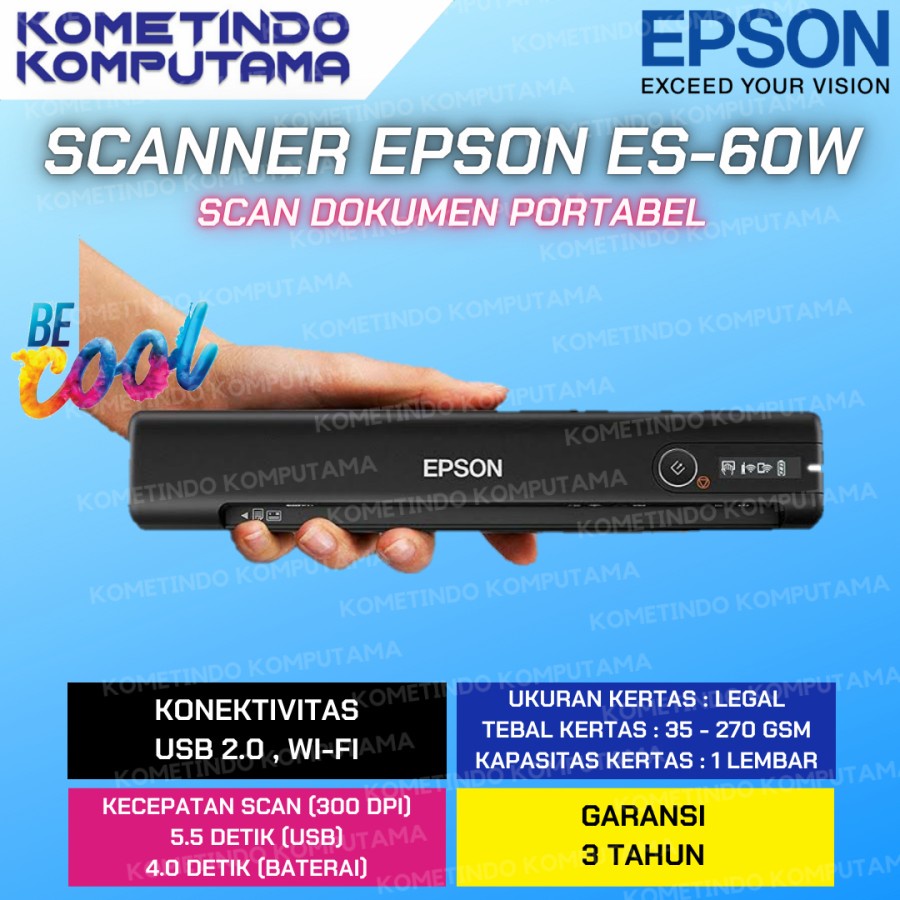 Jual ES60W A4 Epson WorkForce WiFi Portable Sheetfed Document Scanner